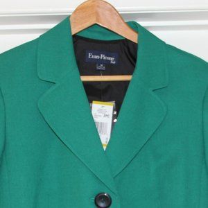 Evan-Picone Gramercy Park Jade/Black Pants Suit Size 14 NWT